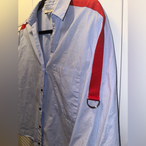Zara blue button up red ribbons - Picture 2 of 5